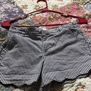 Crown & Ivy Black and White Gingham Shorts with Scalloped Hem
